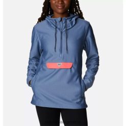 Columbia Anorak polar Columbia PFG Skiff Guide para mujer azul piedra/neón amanecer DV66DP4868 amanecer de neón de piedra azul