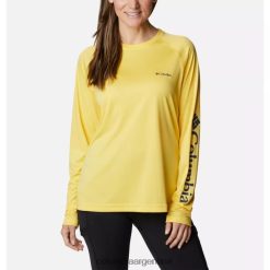 Columbia Camisa Columbia Fork Stream de manga larga para mujer con logotipo Sun Glow/Nocturnal DV66DP3656 logotipo nocturno del resplandor del sol