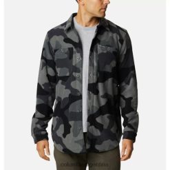 Columbia Camisa de lana con estampado de camuflaje mod negro para hombre Columbia DV66DP7764 estampado de camuflaje mod negro