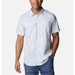 Columbia Camisa de manga corta a cuadros Silver Ridge Lite para hombre blanca Quiet Grid marca Columbia DV66DP6940 rejilla silenciosa blanca