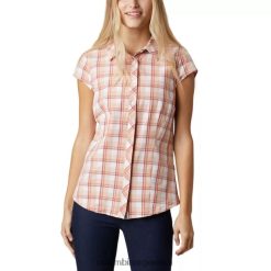 Columbia Camisa de manga corta elástica Saturday Trail II para mujer Columbia Dark Coral Medium Grid DV66DP11871 rejilla mediana coral oscuro