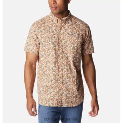 Columbia Camisa de manga corta estampada Rapid Rivers para hombre Columbia Peach Blossom Mini-biscus DV66DP1419 minibiscus de flor de durazno
