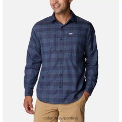 Columbia Camisa de manga larga a cuadros Silver Ridge Utility Lite para hombre, color azul marino universitario, cuadros Columbia Trail Crossing DV66DP10522 cuadros de cruce de senderos azul marino