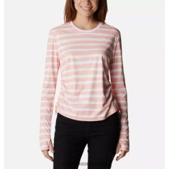 Columbia camisa de manga larga con deflector solar summerdry para mujer coral reef brush stripe columbia DV66DP8476 raya de cepillo de arrecife de coral