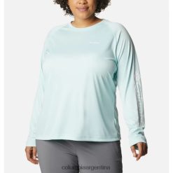 Columbia Camisa de manga larga para mujer con logotipo icy morn/blanco columbia fork stream de talla grande DV66DP3659 logotipo blanco de la mañana helada