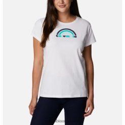 Columbia Camisa gráfica de manga corta Columbia Trek para mujer blanca/columbia arcoíris bloqueada DV66DP4216 arcoiris blanco bloqueado