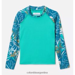 Columbia Camisa protectora solar de manga larga con estampado Sandy Shores para niños pequeños, color turquesa eléctrico/marino profundo, marca King Pal Columbia DV66DP1858 marina