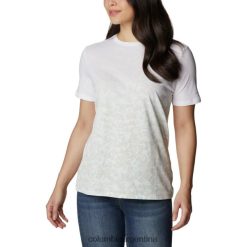 Columbia Camiseta informal estampada con estampado de margaritas para mujer, color blanco/dotty, columbia DV66DP11976 disfraz de lunares blancos