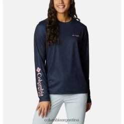 Columbia camiseta pfg tidal para mujer camisa de manga larga estilo pez vela colegial azul marino/rosa tiki pfg camo columbia DV66DP4900 rosa