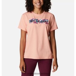 Columbia Camiseta técnica con estampado gráfico Sun Trek de Columbia para mujer Coral Reef Heather/Typhoon Bloom Frame DV66DP12437 coral