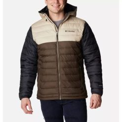 Columbia Chaqueta aislante con capucha Columbia Cordovan/Ancient Fossil/Black Powder Lite para hombre, talla extendida DV66DP14023 cordobés antiguo fósil negro