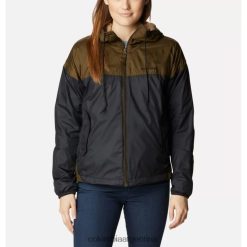 Columbia Chaqueta cortavientos con forro polar Flash Challenger para mujer negra/verde oliva Columbia DV66DP9342 negro verde oliva