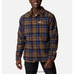 Columbia Chaqueta estilo camisa resistente al viento para hombre con cuadros escalonados en azul marino colegial de Columbia DV66DP8089 control de escalones de escalera azul marino