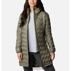 Columbia Chaqueta larga de plumas Columbia Stone Green Delta Ridge DV66DP8131 piedra verde