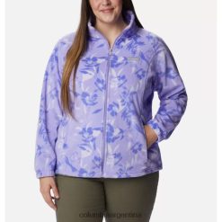 Columbia Chaqueta polar Columbia con estampado Benton Springs para mujer, talla grande, color morado esmerilado/flora pop tonal DV66DP10778 tonal de flora pop púrpura