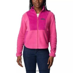Columbia chaqueta polar con cremallera completa y bloques de color rosa resistente a pruebas para mujer de columbia rosa hielo/fucsia salvaje DV66DP10589 rosa hielo salvaje fucsia