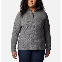 Columbia Jersey con media cremallera y estampado glacial iv para mujer talla grande columbia con estampado de espiga negro DV66DP7324 estampado de espiga negro