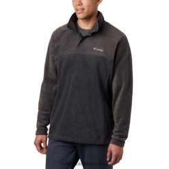 Columbia Jersey de lana Columbia Charcoal Heather/Tiburón Steens Mountain Half Snap para hombre alto DV66DP2059 tiburón brezo carbón