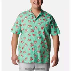 Columbia Light Jade Lite Me Up Print Men's PFG Trollers La mejor camisa de manga corta Big Columbia DV66DP210 jade claro lite me up print