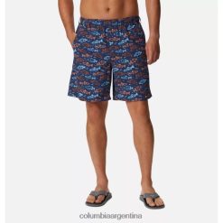 Columbia pantalones cortos de agua columbia pfg super backcast con estampado de buscador de peces de carbono para hombre DV66DP1259 impresión de sonda de carbono