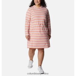 Columbia Pareo con capucha Sun Trek para mujer de Columbia a rayas sobre el cambio climático de hibisco rojo de talla grande DV66DP9659 rojo