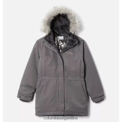 Columbia Parka de plumas para niña en gris City de Columbia Brand Border Bay DV66DP2101 ciudad gris