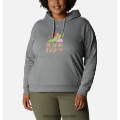 Columbia Sudadera con capucha gris claro loveis ttip logo columbia para mujer probada resistente en rosa talla grande DV66DP10739 logo loveis ttip gris claro