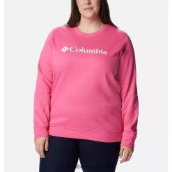 Columbia Sudadera con estampado gráfico Columbia Trek para mujer, geranio salvaje/logo blanco, talla grande DV66DP8959 logotipo blanco de geranio salvaje