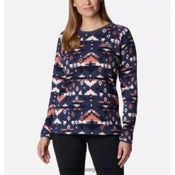 Columbia Suéter para mujer, camisa con cuello redondo de lana para el clima, marca Columbia, estampado nocturno rocoso mt DV66DP5001 impresión nocturna del monte rocoso