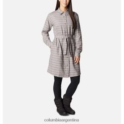 Columbia vestido de franela holly hideaway para mujer tiza tartán simple columbia DV66DP5062 tartán simple tiza